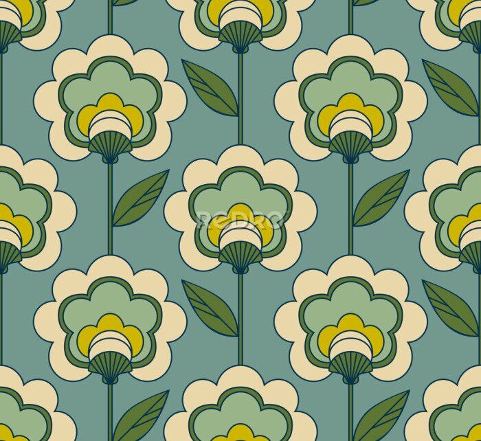 Sticker naadloos retro bloemenpatroon