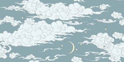 Behang Naadloos wolkenpatroon