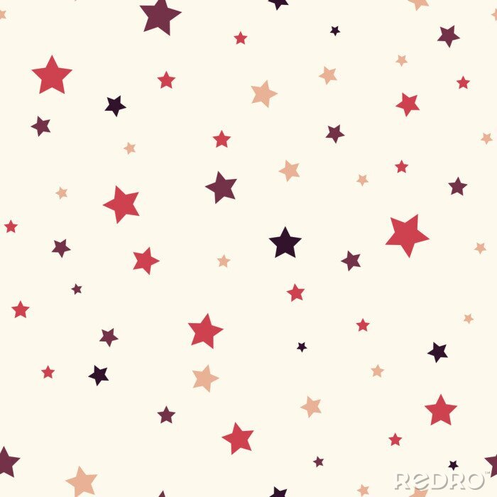 Sticker Naadloze achtergrond met kleurrijke sterren. Naadloze vector patroon met gekleurde sterren van verschillende maten op een witte achtergrond.