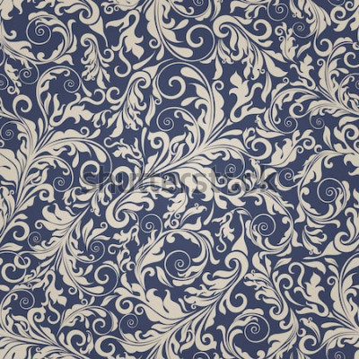 Sticker Naadloze achtergrond van beige en blauwe kleur in de stijl van Damascus. Vintage sieraad. Gebruik voor behang, afdrukken op het verpakkingspapier, textiel.