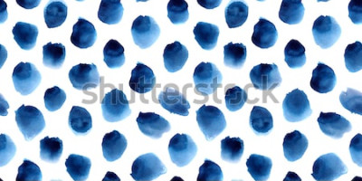 Sticker naadloze patroon van handgeschilderde aquarel blauwe stippen