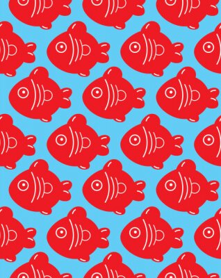 Sticker naadloze patroon van vis