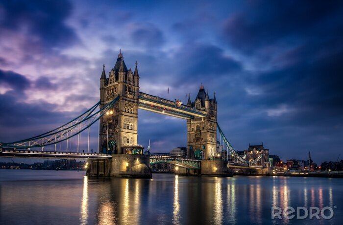 Sticker Nachtelijk landschap met architectuur