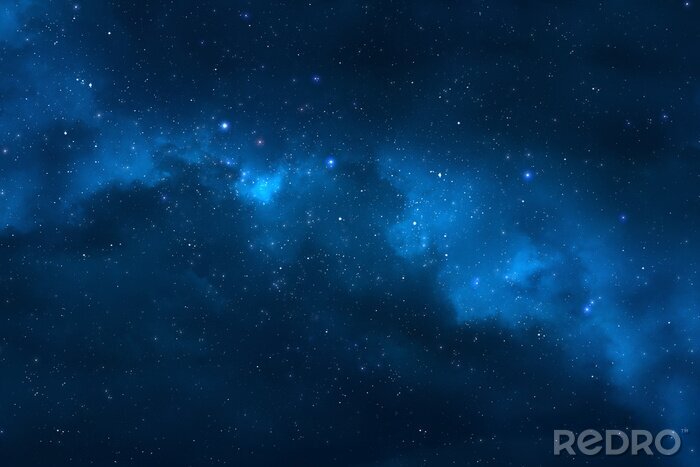 Sticker Nachtelijke hemel - Heelal gevuld met sterren, nevel en melkweg