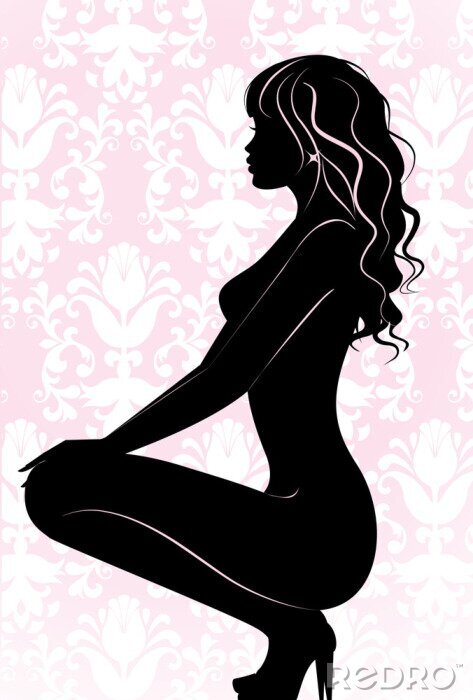 Sticker Naked sexy meisje silhouet