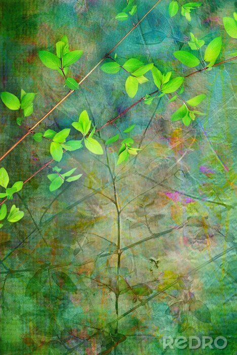 Sticker Natuur op een groene achtergrond