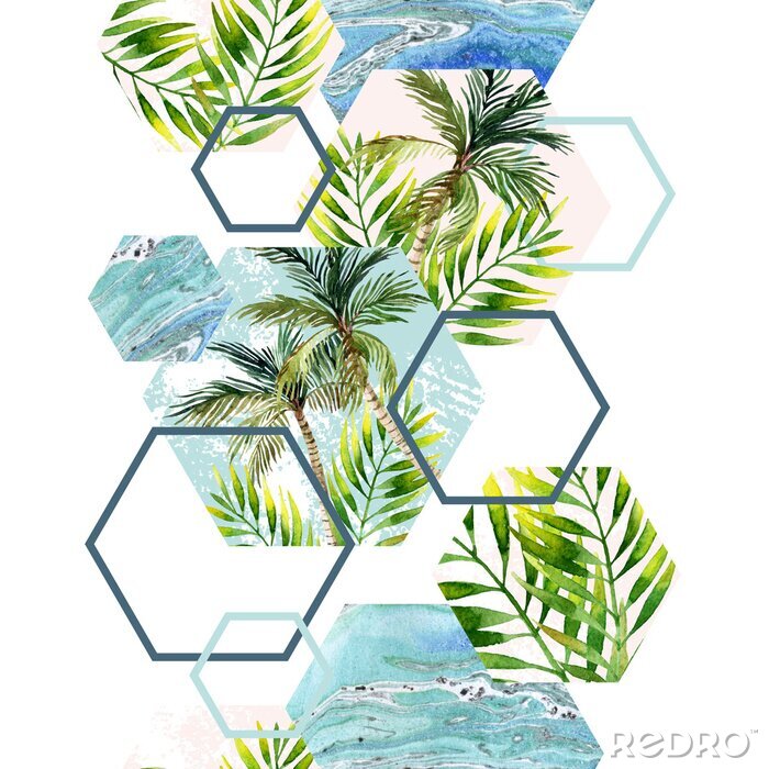 Sticker Natuurlijk motief en geometrische figuren