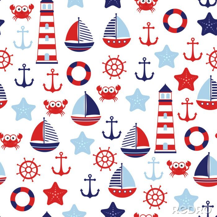 Sticker nautical baby marine pattern