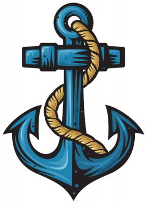 Sticker Nautische ankerillustratie in retro stijl