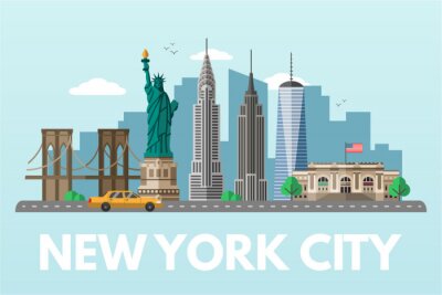 Sticker New York city flat vector illustration