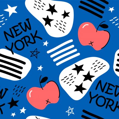 new york city hand drawn vector seamless pattern