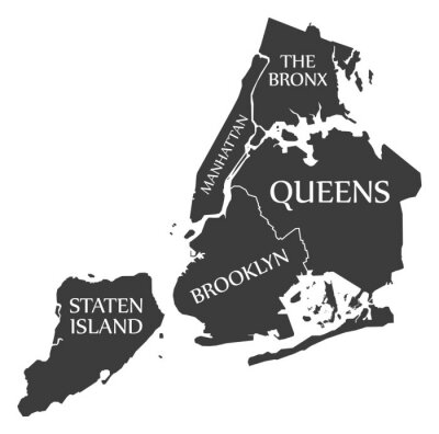 Sticker New York City Map Verenigde Staten gemarkeerde zwarte illustratie