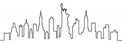 Sticker New York city silhouette one line - vector