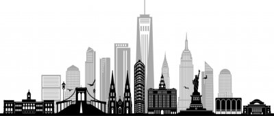 NEW YORK City Skyline Silhouette Cityscape Vector