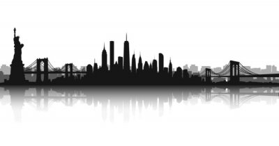 New York City Skyline Vector Wit en wit