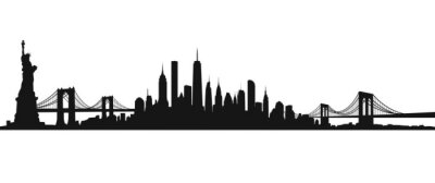 Sticker New York City Skyline Vector zwart en wit