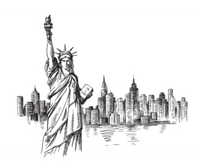 Sticker New York hand getrokken