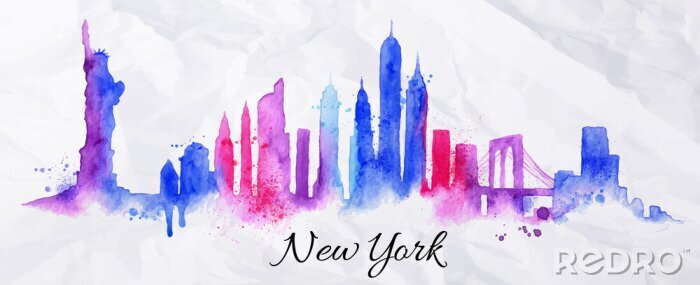 Sticker New York Manhattan in aquarel