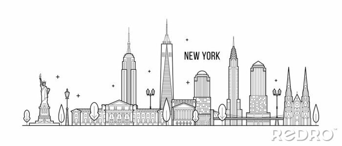Sticker New York skyline VS grote stad gebouwen vector