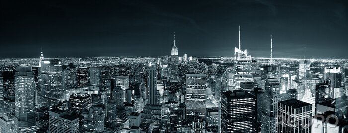 Sticker New York zwart-wit panorama