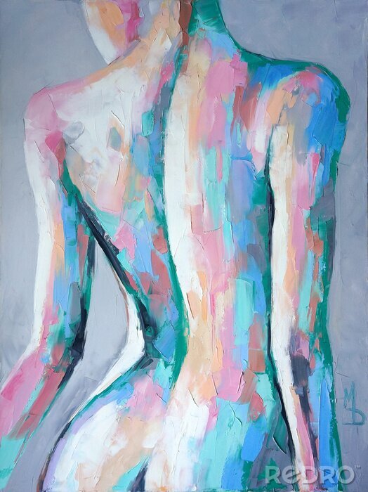 Sticker &quot;Nymph&quot; - oil painting. Conceptual abstract painting of a girl's beautiful body.