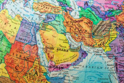 Sticker Old Globe kaart van het Midden-Oosten Landen