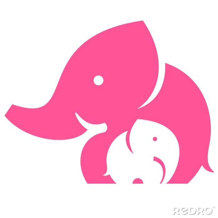Sticker Olifant moeder en kind. Symbool of logo