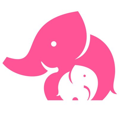 Sticker Olifant moeder en kind. Symbool of logo