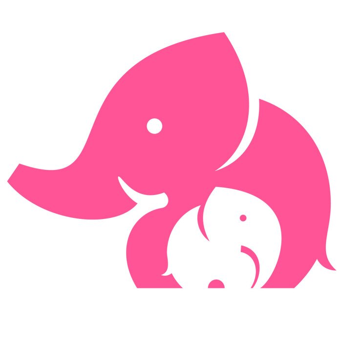 Sticker Olifant moeder en kind. Symbool of logo