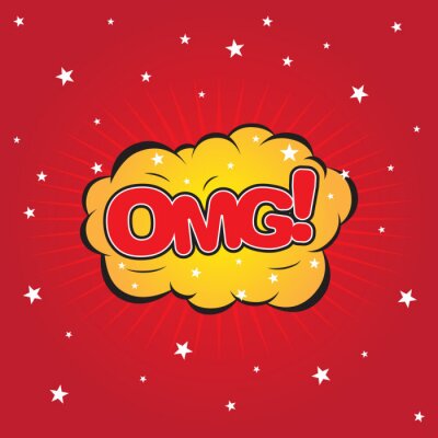 Sticker OMG bubble toespraak, vector-formaat