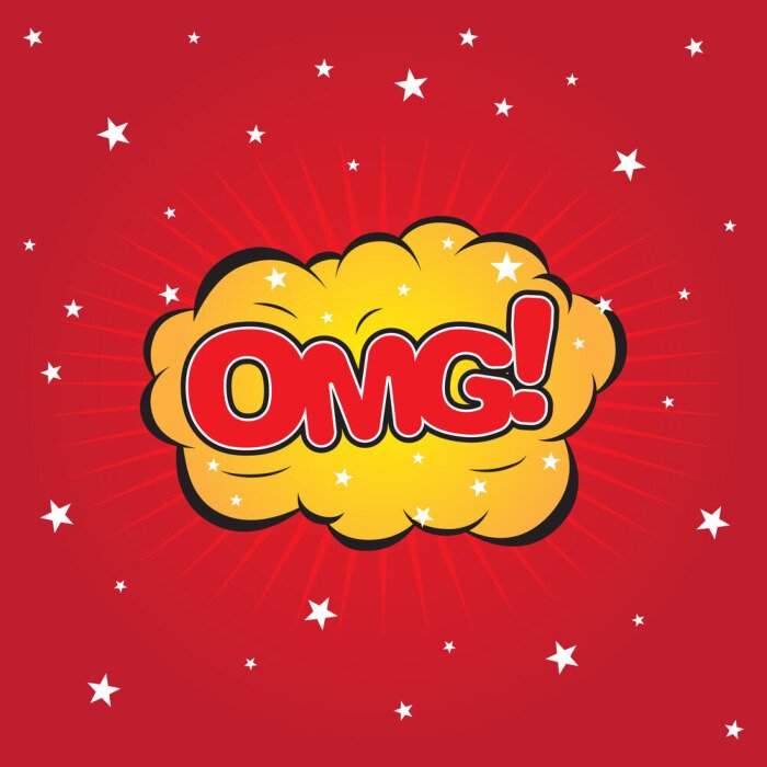 Sticker OMG bubble toespraak, vector-formaat