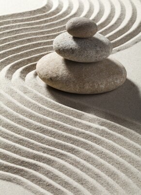 Sticker onde zen sur sable et trois galets