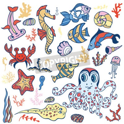 Sticker Onderwater grafische elementen