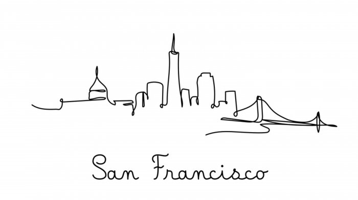 Sticker One line style san francisco city skyline. Simple modern minimaistic style vector.