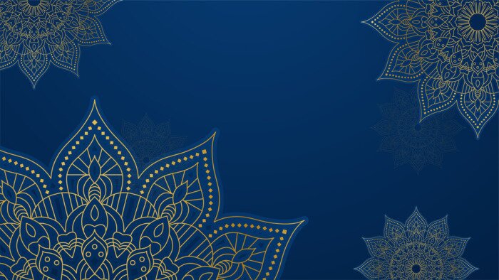 Sticker Oosterse mandala op een blauwe achtergrond