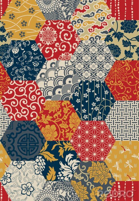 Sticker Oosterse tegels in kleurrijke tinten