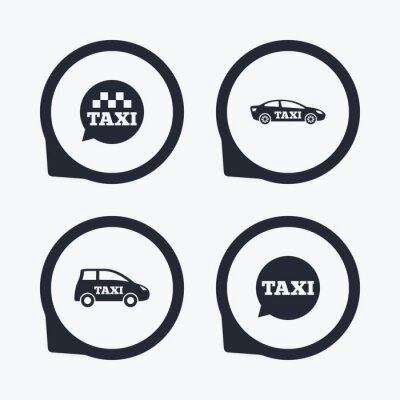 Sticker Openbaar vervoer pictogrammen. Taxi tekstballon tekenen