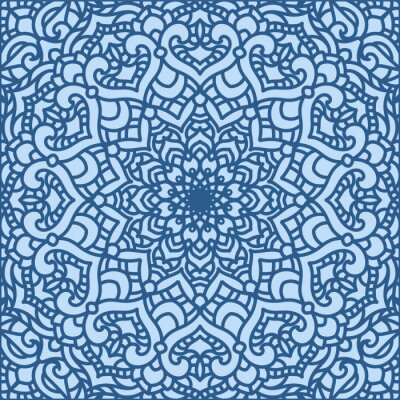 Sticker Openwork, decorative, abstract, symmetrical pattern in the form of a square. Suitable for curtains, wallpaper, fabric, tile, wrapping paper.