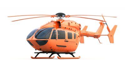 Orange Helicopter. Geïsoleerd met Clipping Path.