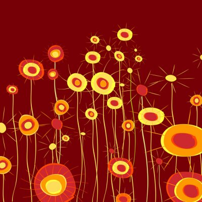 Sticker Oranje bloemen op een abstracte compositie