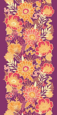 Sticker Oranje bloemen op paarse achtergrond