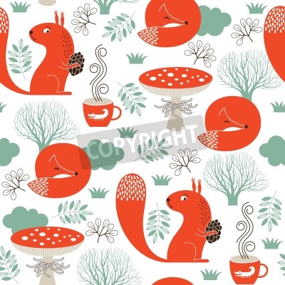 Sticker Oranje-groene graphics geïnspireerd op de kleuren van het bos