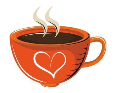 Sticker Oranje koffiekopje met hart