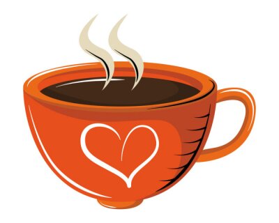 Sticker Oranje koffiekopje met hart