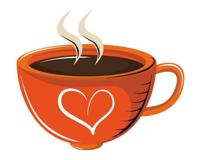 Sticker Oranje koffiekopje met hart