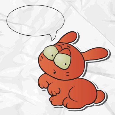 Sticker Oranje konijn met lege komische tekstballon