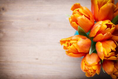 Sticker Oranje tulpen in een boeket