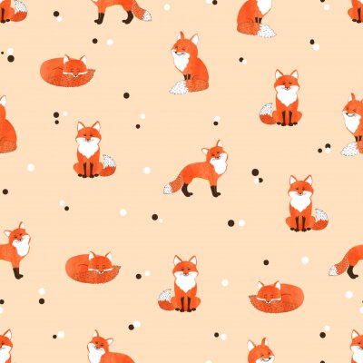Oranje vossen op een poederachtergrond