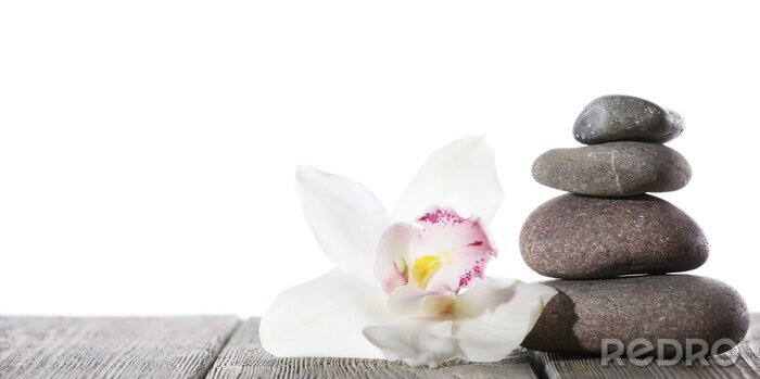 Sticker Orchidee stenen en hout