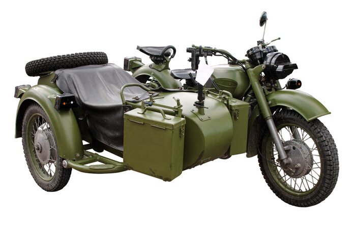 Sticker oud (60-70) militaire motorcykle